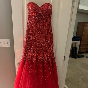 New with Tags! - Red Sequin Prom Dress, Fits up to Size 4
